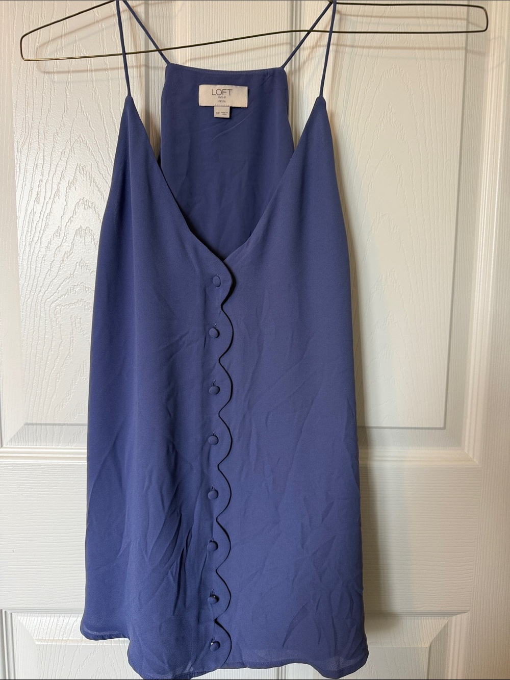 LOFT Periwinkle Scallop-Button Top